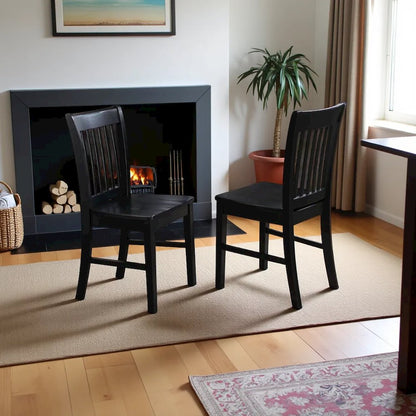 Elegant Black Wooden Dining Chairs – Set of 2 for Kitchen or Dining