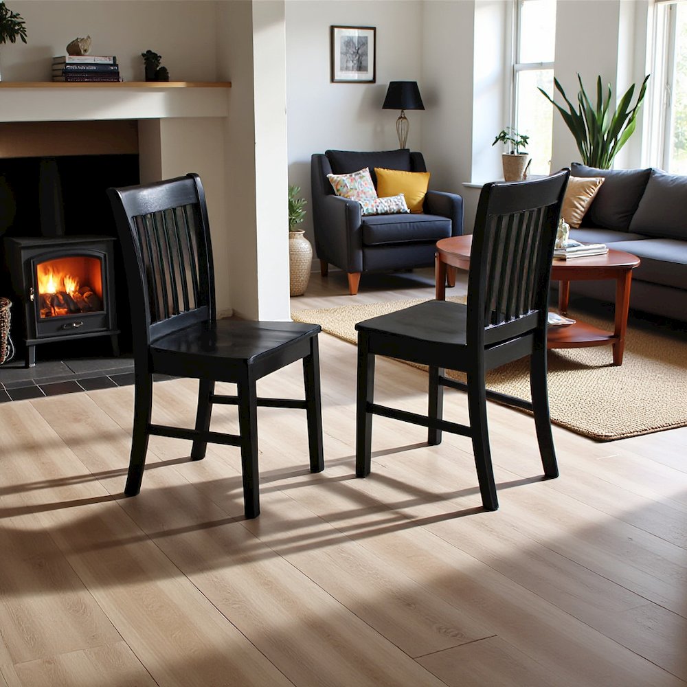 Elegant Black Wooden Dining Chairs – Set of 2 for Kitchen or Dining