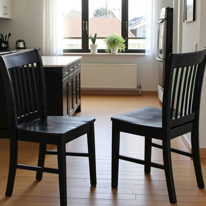 Elegant Black Wooden Dining Chairs – Set of 2 for Kitchen or Dining