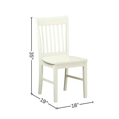 Linen White Dining Chair, Wooden Seat, Slatted Back, Set of 2, Solid Wood