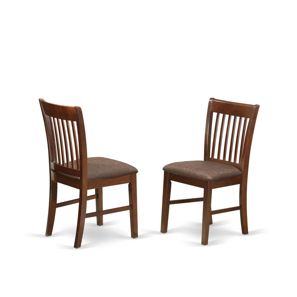 Mahogany Finish Upholstered Dining Chairs Set of 2 with Linen Fabric Cushions