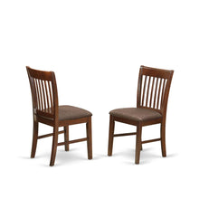Mahogany Finish Upholstered Dining Chairs Set of 2 with Linen Fabric Cushions