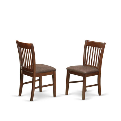 Mahogany Finish Upholstered Dining Chairs Set of 2 with Linen Fabric Cushions
