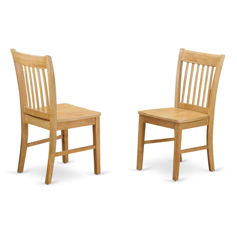 East West Furniture DMNF3-OAK-W 3 Piece Kitchen Dining Table Set - Oak Wood Dining Room Table and 2 Oak Modern Kitchen Chairs with Slatted Back - Oak Finish
