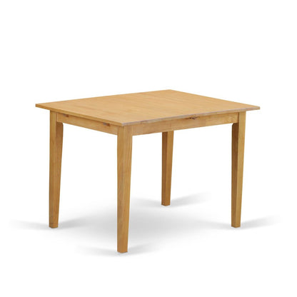 NFDL3-OAK-W - 3-Piece Dining Room Table Set- 2 Wooden Chairs with Wooden Seat and Slatted Chair Back - Butterfly Leaf Rectangular Table - Oak Finish