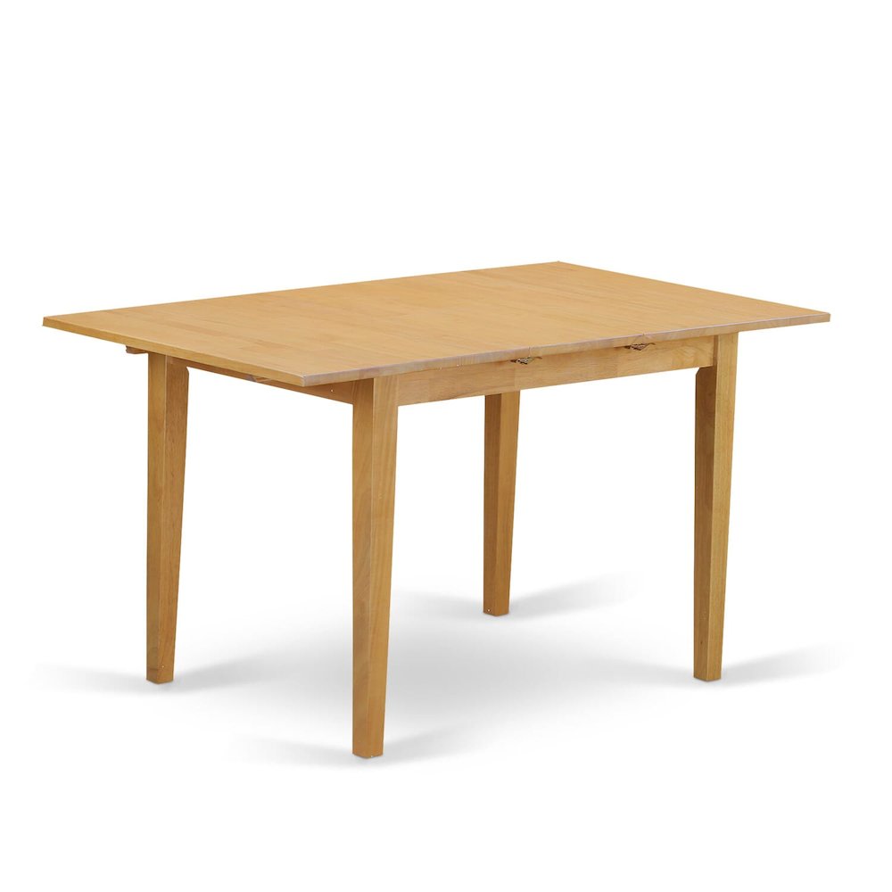NFDL3-OAK-W - 3-Piece Dining Room Table Set- 2 Wooden Chairs with Wooden Seat and Slatted Chair Back - Butterfly Leaf Rectangular Table - Oak Finish