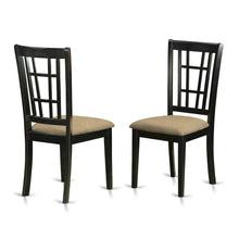 Linen Upholstered Solid Wood Dining Chair with Padded Seat for Dining Room, Set of 2