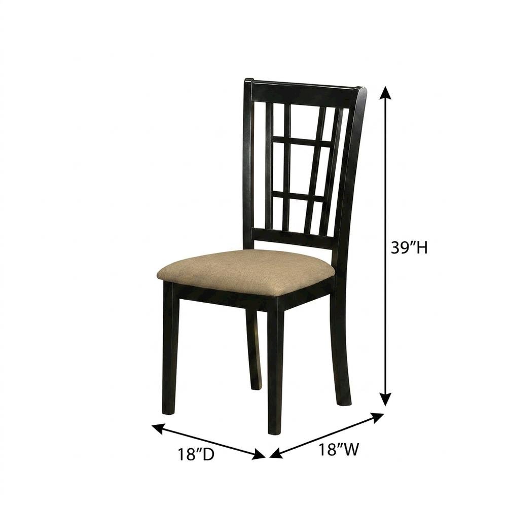 Linen Upholstered Solid Wood Dining Chair with Padded Seat for Dining Room, Set of 2