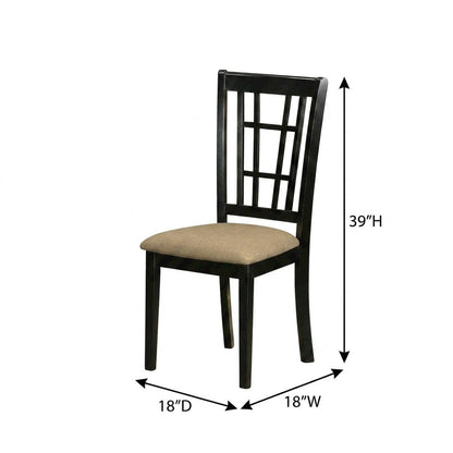 Linen Upholstered Solid Wood Dining Chair with Padded Seat for Dining Room, Set of 2