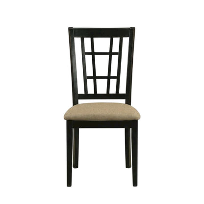 Linen Upholstered Solid Wood Dining Chair with Padded Seat for Dining Room, Set of 2