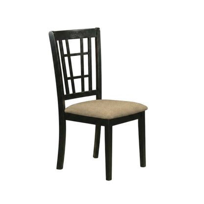 Linen Upholstered Solid Wood Dining Chair with Padded Seat for Dining Room, Set of 2