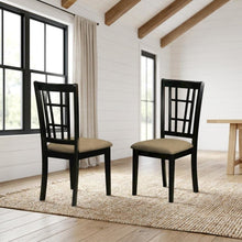 Linen Upholstered Solid Wood Dining Chair with Padded Seat for Dining Room, Set of 2