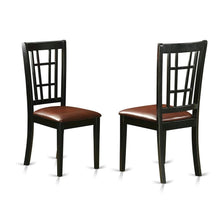 Solid Wood Dining Chair with Faux Leather Seat, Traditional, Set of 2