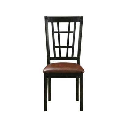 Solid Wood Dining Chair with Faux Leather Seat, Traditional, Set of 2
