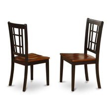 Solid Wood Dining Chairs, Traditional High-Back Wooden Kitchen Chair Set, Black, Set of 2