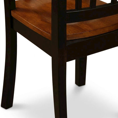 Solid Wood Dining Chairs, Traditional High-Back Wooden Kitchen Chair Set, Black, Set of 2