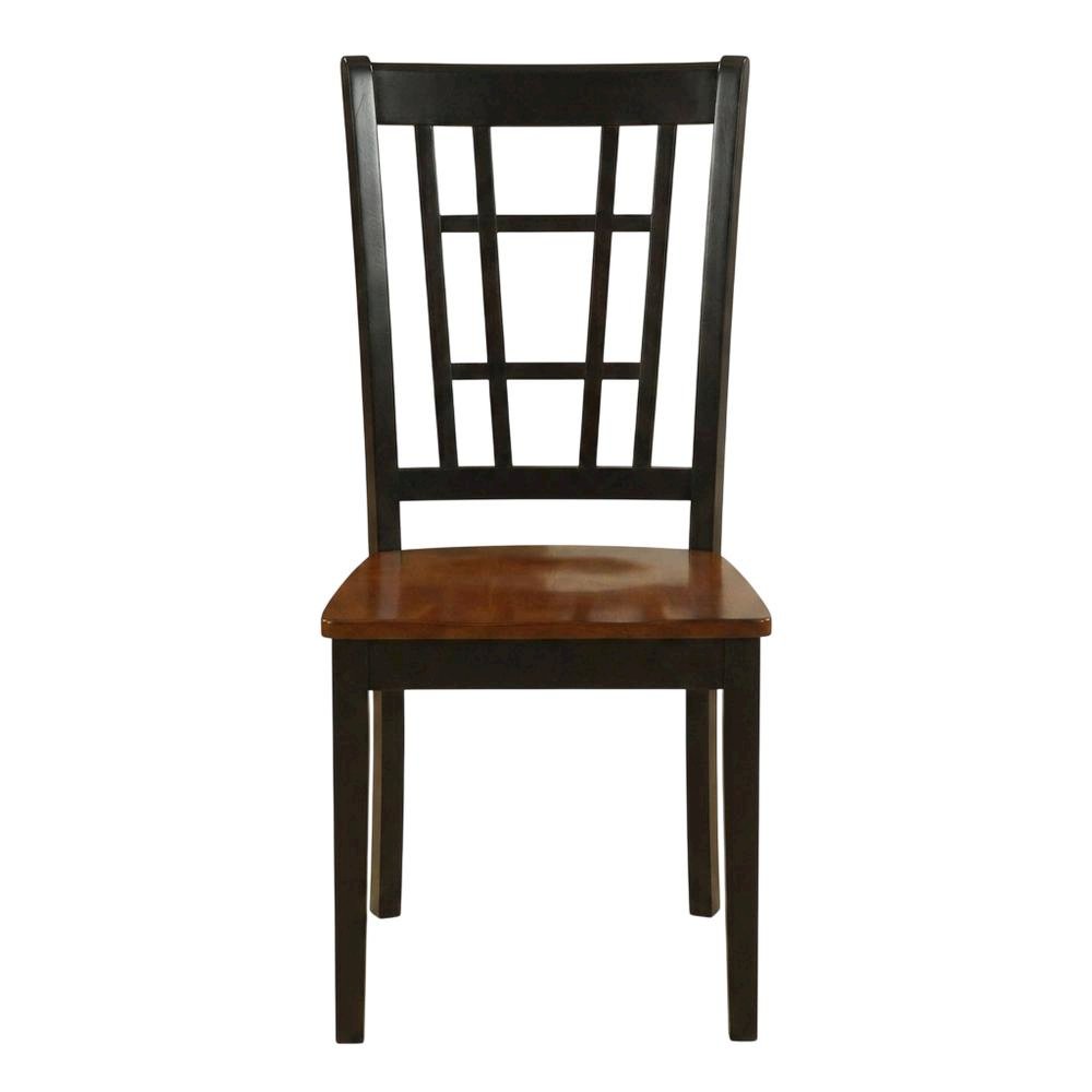 Solid Wood Dining Chairs, Traditional High-Back Wooden Kitchen Chair Set, Black, Set of 2