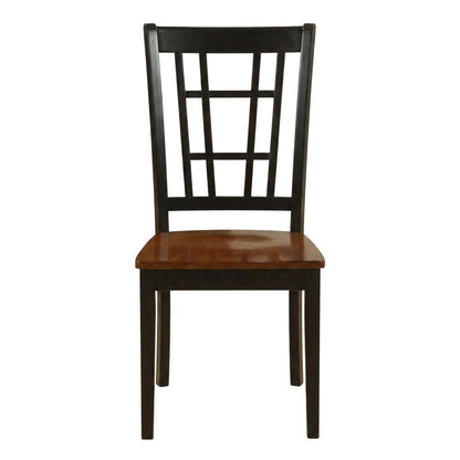 Solid Wood Dining Chairs, Traditional High-Back Wooden Kitchen Chair Set, Black, Set of 2