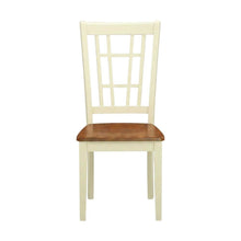 Solid Wood Dining Chairs, Traditional Wooden Kitchen Chair, Buttermilk & brown, Set of 2