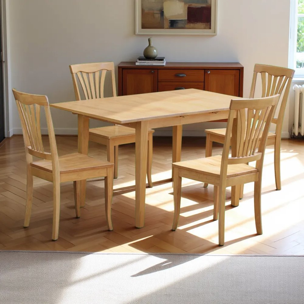 Elegant Wooden Dining Table Set – Kitchen Table and Chairs for 4