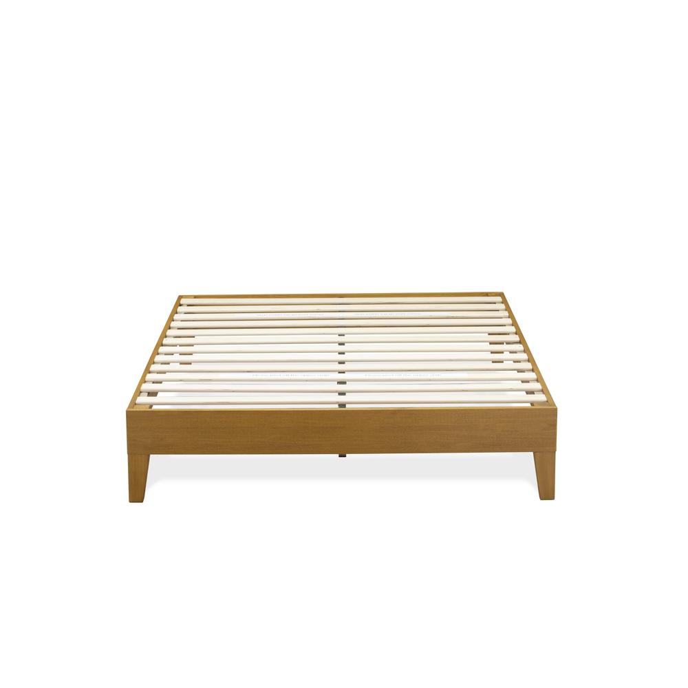 NVP-23-F Full Platform Bed Frame with 4 Solid Wood Legs and 2 Extra Center Legs - Oak Finish