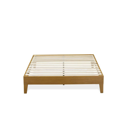NVP-23-F Full Platform Bed Frame with 4 Solid Wood Legs and 2 Extra Center Legs - Oak Finish