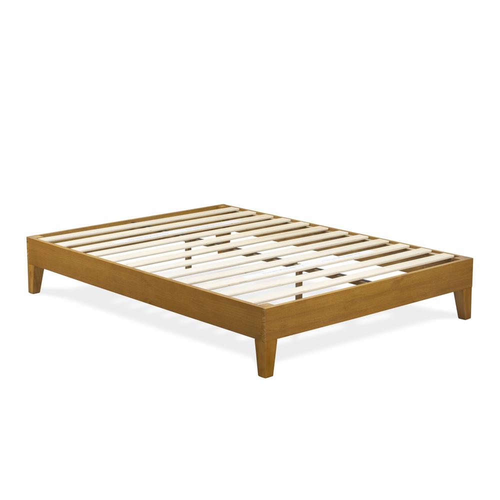 NVP-23-F Full Platform Bed Frame with 4 Solid Wood Legs and 2 Extra Center Legs - Oak Finish