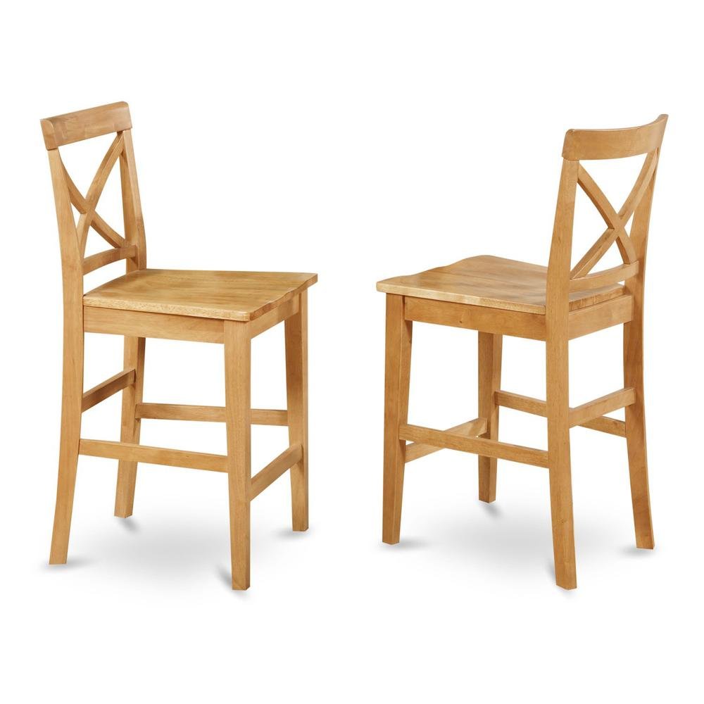 Elegant Wooden Bar Stools – Counter Height Chairs with Back, Set of 2