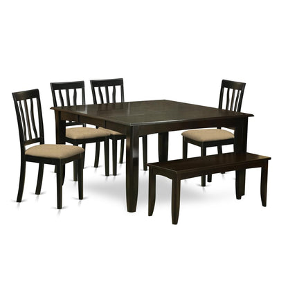 PFAN6-CAP-C 6 Pc Formal Dining set-Dining Table with Leaf and 4 Chairs plus a Bench.