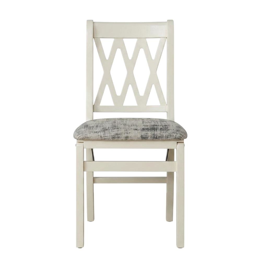 Solid Wood Dining Chairs, Linen White, Set of 2