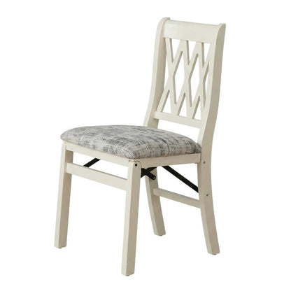 Solid Wood Dining Chairs, Linen White, Set of 2