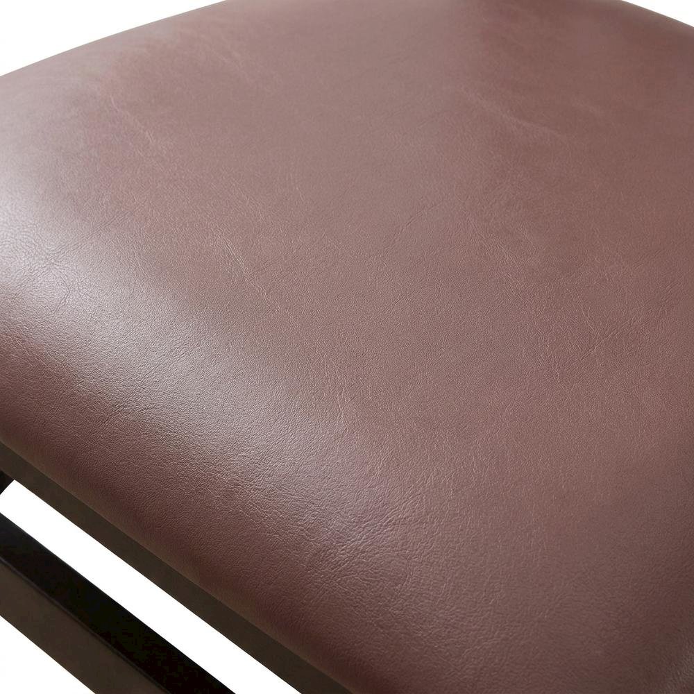 Solid Wood Dining Chairs with PU Leather Seat and 3-X Back, Mahogany, Set of 2