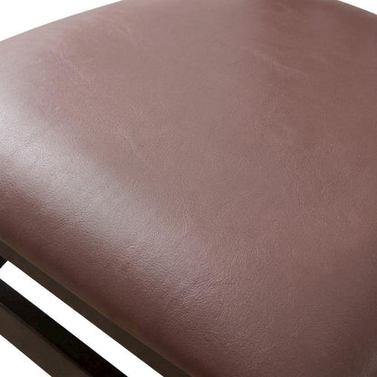 Solid Wood Dining Chairs with PU Leather Seat and 3-X Back, Mahogany, Set of 2
