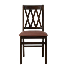 Solid Wood Dining Chairs with PU Leather Seat and 3-X Back, Mahogany, Set of 2