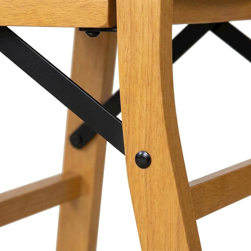 Solid Wood Dining Chairs with PU Leather Seat and 3-X Back, Oak, Set of 2