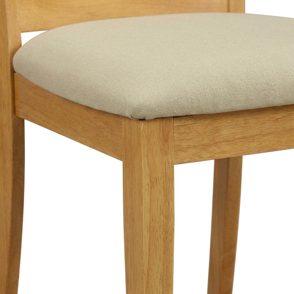 Asian Wood Dining Chair with Solid -Finish Frame for Dining Room, Oak, Set of 2