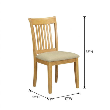 Asian Wood Dining Chair with Solid -Finish Frame for Dining Room, Oak, Set of 2