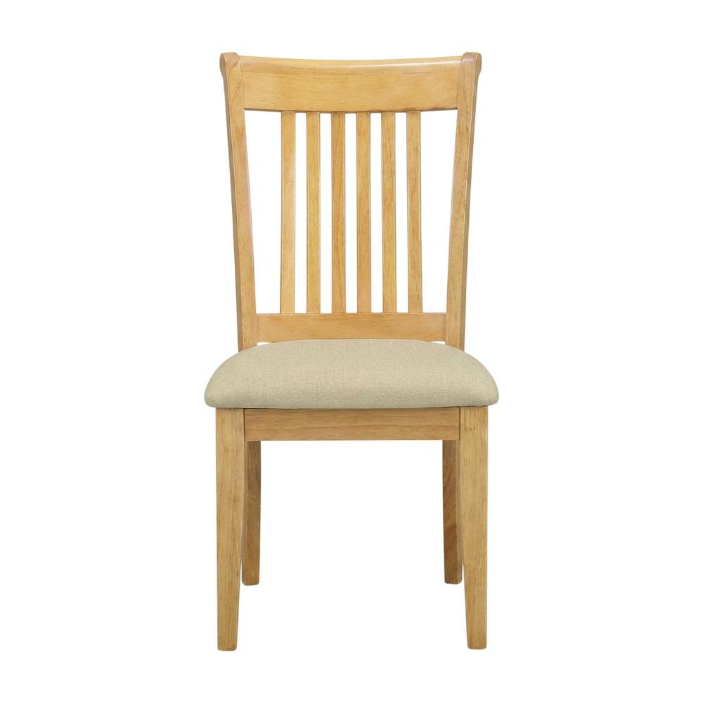 Asian Wood Dining Chair with Solid -Finish Frame for Dining Room, Oak, Set of 2