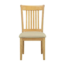 Asian Wood Dining Chair with Solid -Finish Frame for Dining Room, Oak, Set of 2
