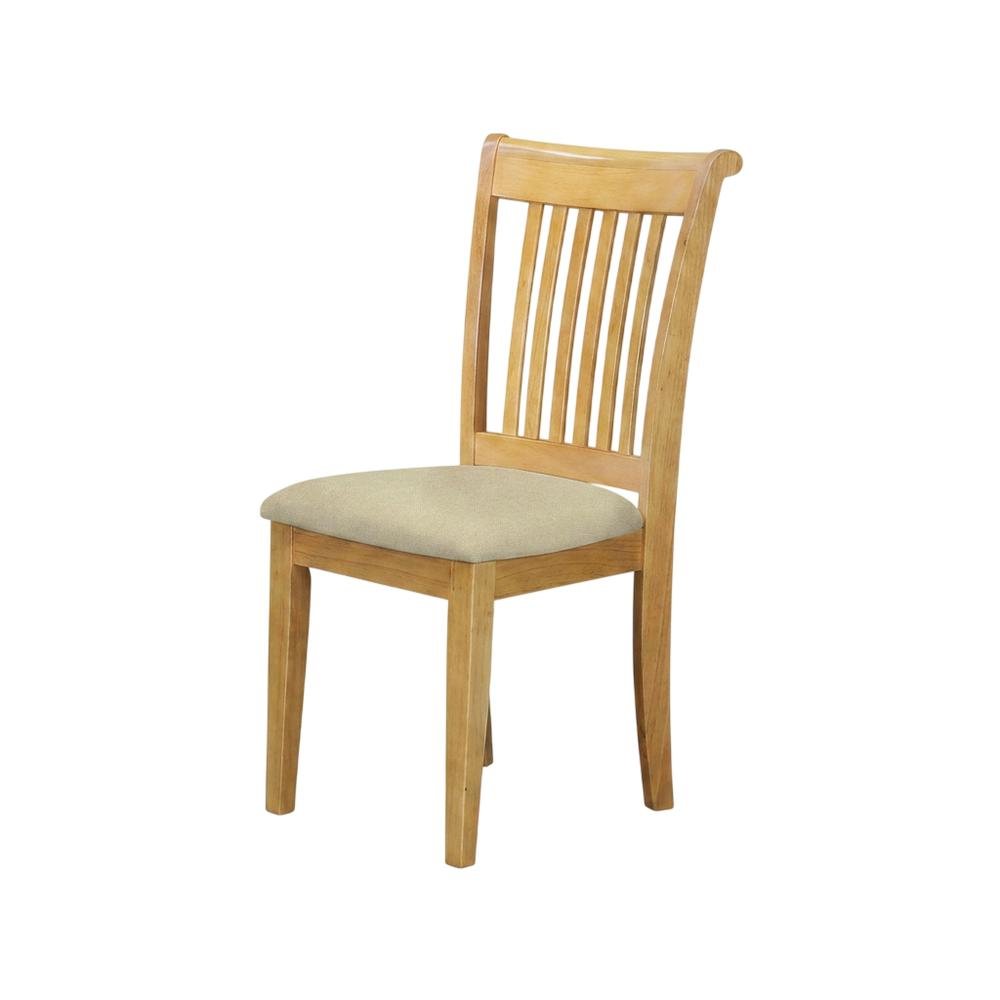 Asian Wood Dining Chair with Solid -Finish Frame for Dining Room, Oak, Set of 2