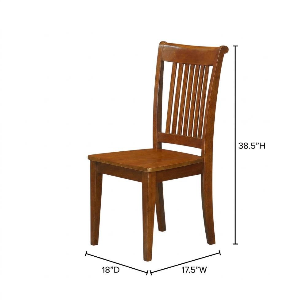 Solid Wood Slat-Back Dining Chairs with Wood Seat for Dining Room, Set of 2