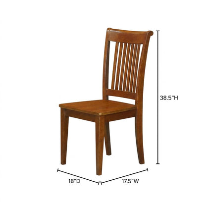 Solid Wood Slat-Back Dining Chairs with Wood Seat for Dining Room, Set of 2