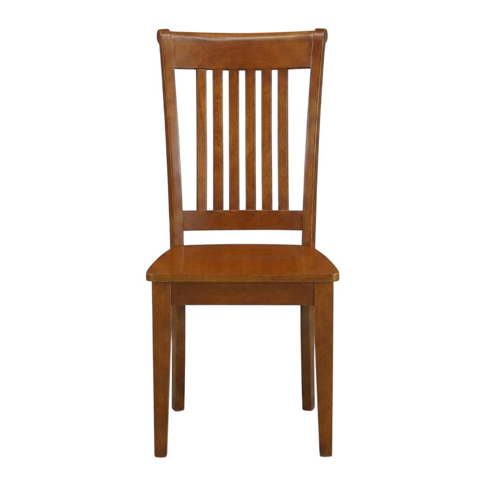 Solid Wood Slat-Back Dining Chairs with Wood Seat for Dining Room, Set of 2
