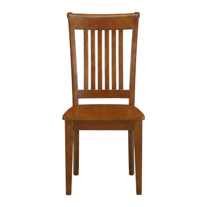 Solid Wood Slat-Back Dining Chairs with Wood Seat for Dining Room, Set of 2
