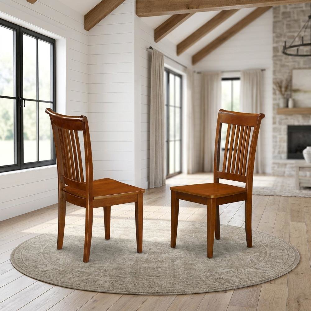 Solid Wood Slat-Back Dining Chairs with Wood Seat for Dining Room, Set of 2
