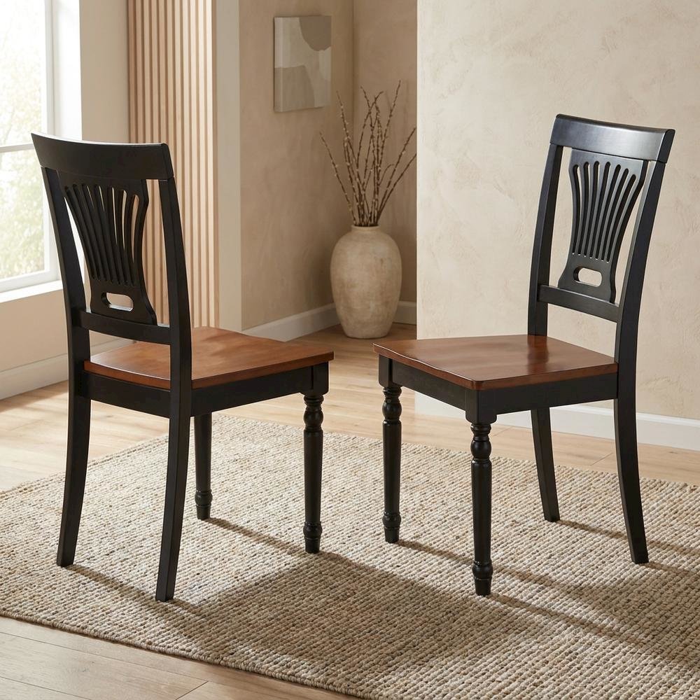 Plainville Solid Wood Kitchen Dining Chair with Traditional Style, Set of 2