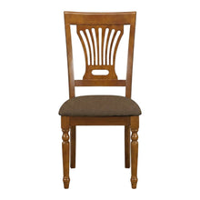 Solid Wood Dining Chair with Linen Fabric Cushion Seat, Set of 2, Saddle Brown
