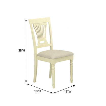 Solid Wood Upholstered Dining Chair with Linen Cushioned Seat, Traditional, Set of 2