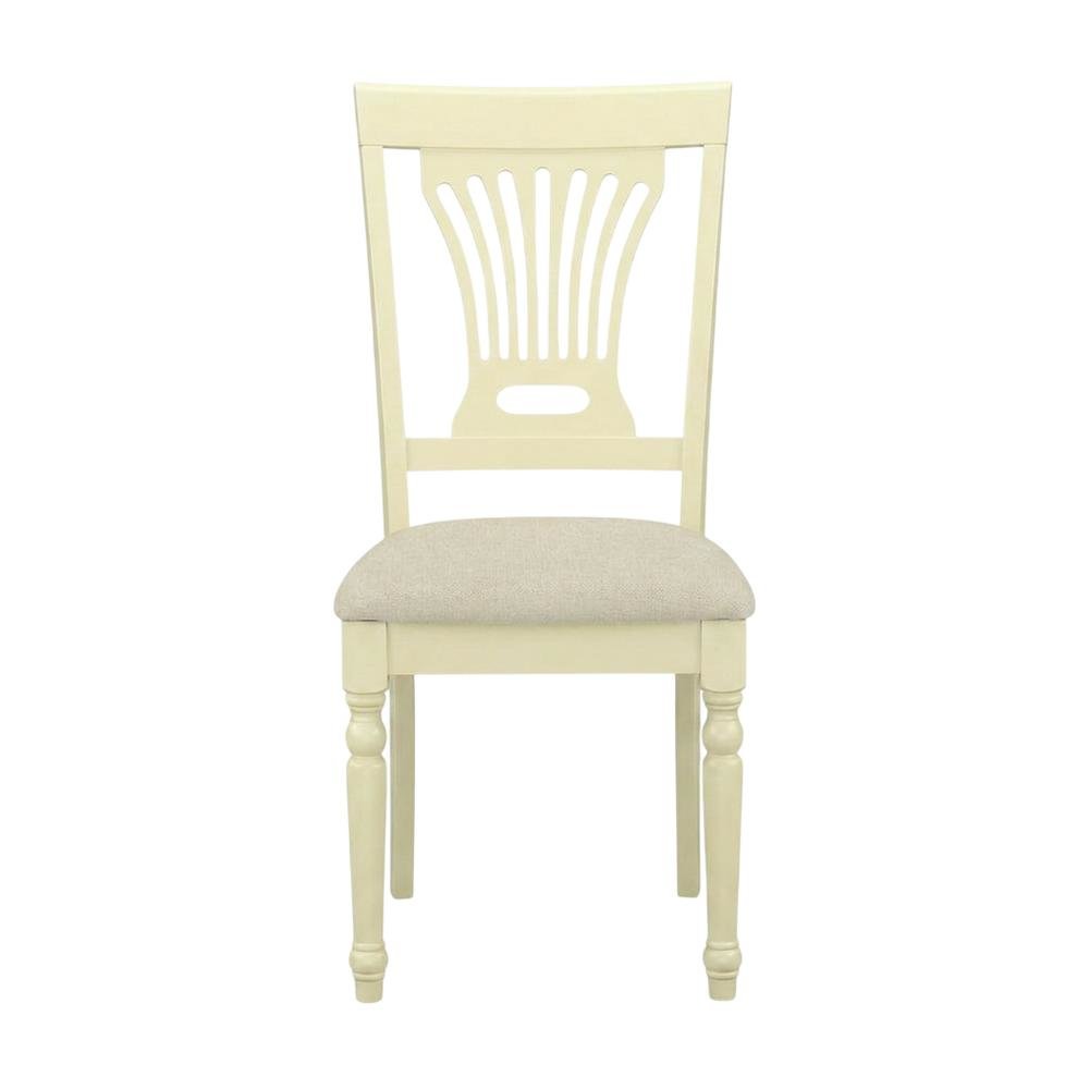 Solid Wood Upholstered Dining Chair with Linen Cushioned Seat, Traditional, Set of 2