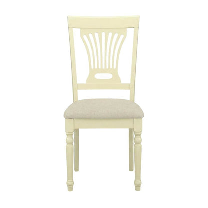 Solid Wood Upholstered Dining Chair with Linen Cushioned Seat, Traditional, Set of 2